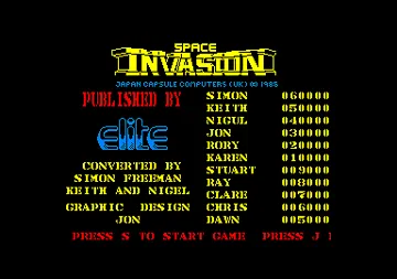 Commando - Space Invasion (UK) (1985) screen shot title